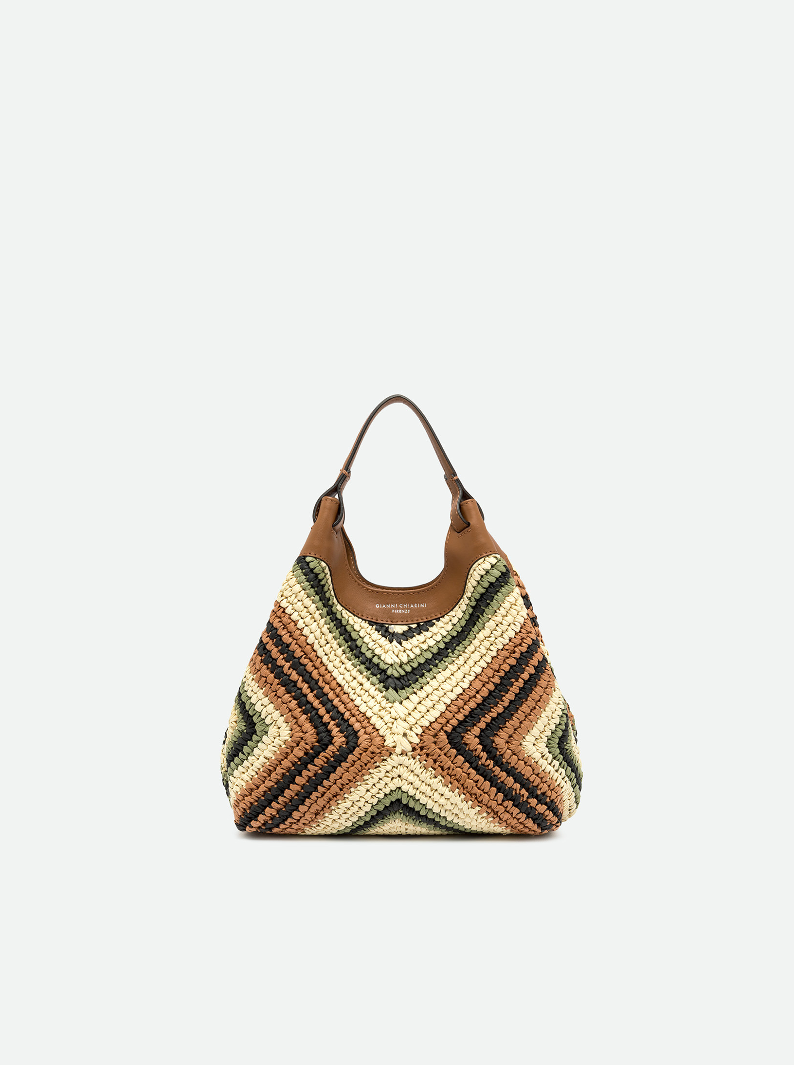GIANNI CHIARINI DIAMOND RAFFIA LARGE HANDBAG - WILLOW