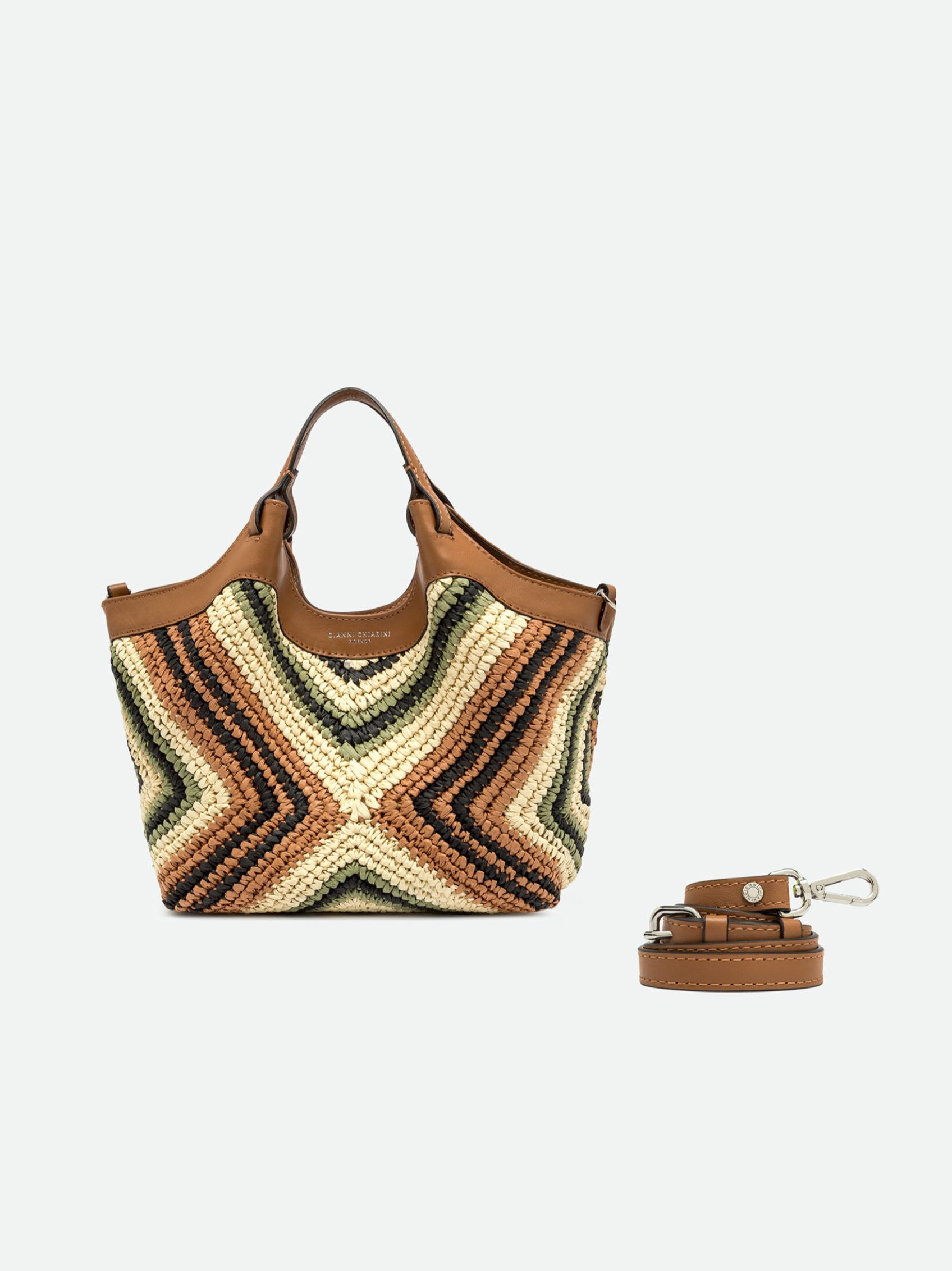 GIANNI CHIARINI DIAMOND RAFFIA LARGE HANDBAG - WILLOW