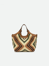 GIANNI CHIARINI DIAMOND RAFFIA LARGE HANDBAG - WILLOW