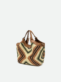 GIANNI CHIARINI DIAMOND RAFFIA LARGE HANDBAG - WILLOW