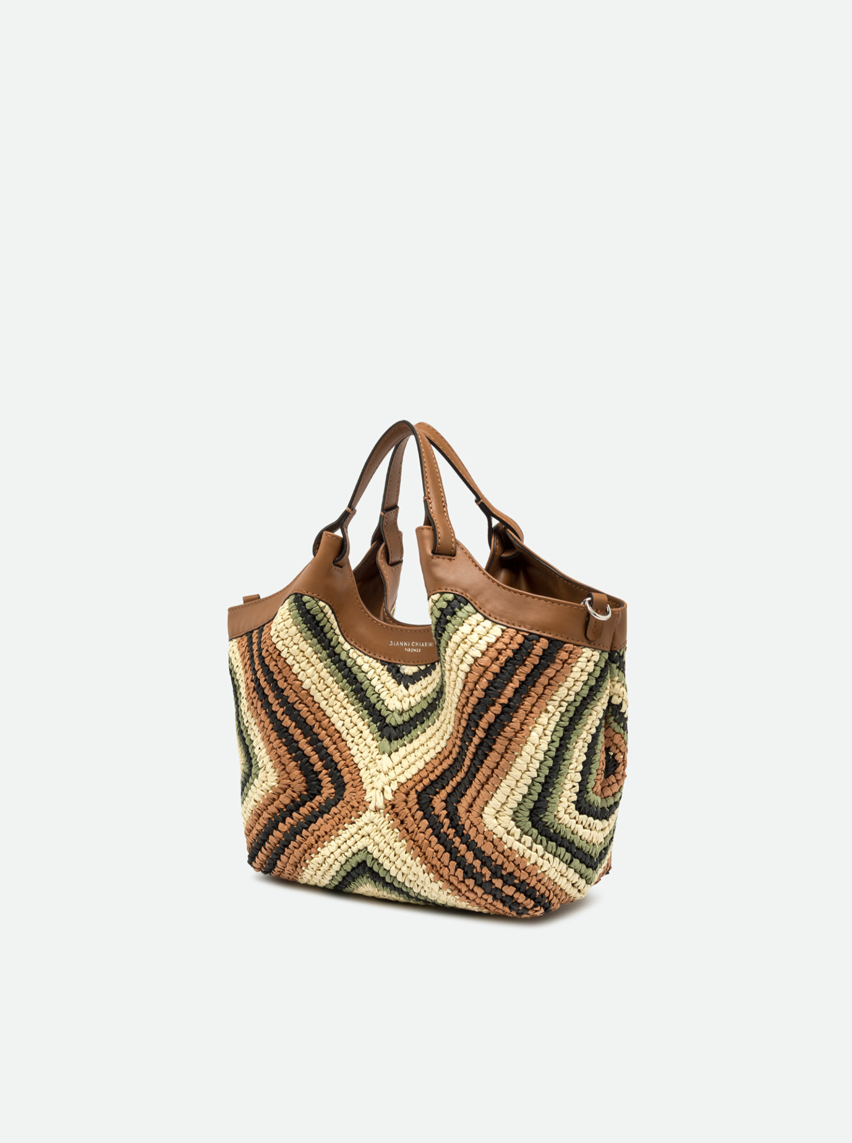 GIANNI CHIARINI DIAMOND RAFFIA LARGE HANDBAG - WILLOW