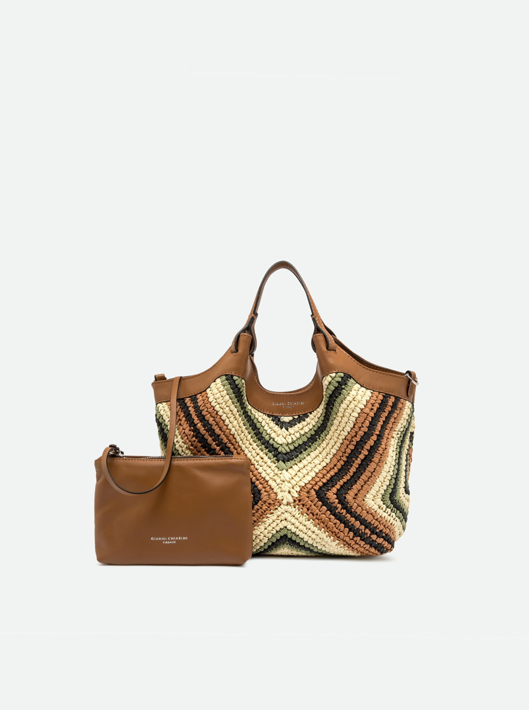 GIANNI CHIARINI DIAMOND RAFFIA LARGE HANDBAG - WILLOW