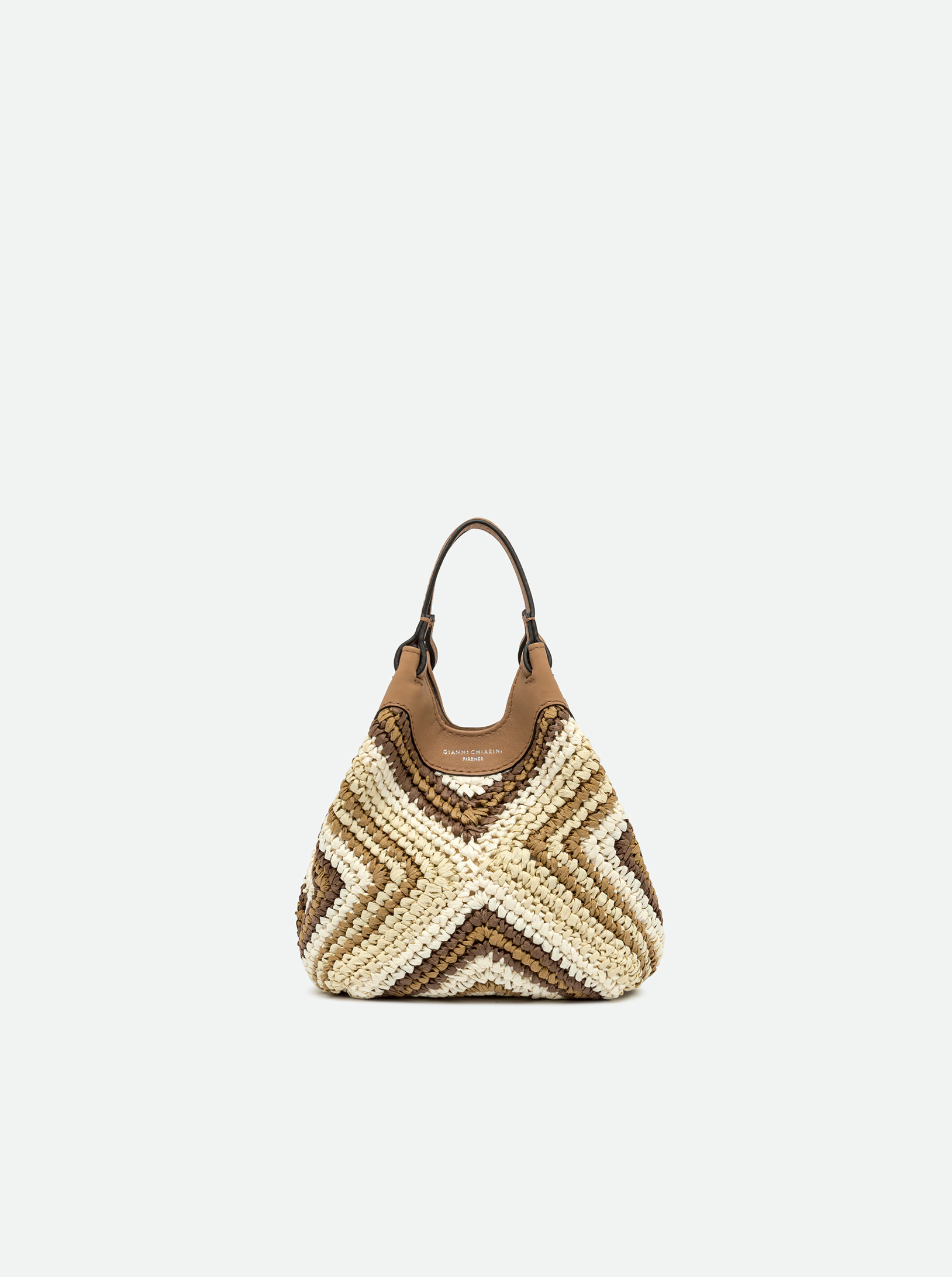 GIANNI CHIARINI DIAMOND RAFFIA SMALL HANDBAG - CUOIO