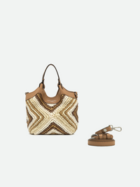 GIANNI CHIARINI DIAMOND RAFFIA SMALL HANDBAG - CUOIO