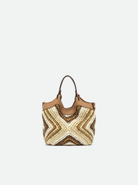 GIANNI CHIARINI DIAMOND RAFFIA SMALL HANDBAG - CUOIO