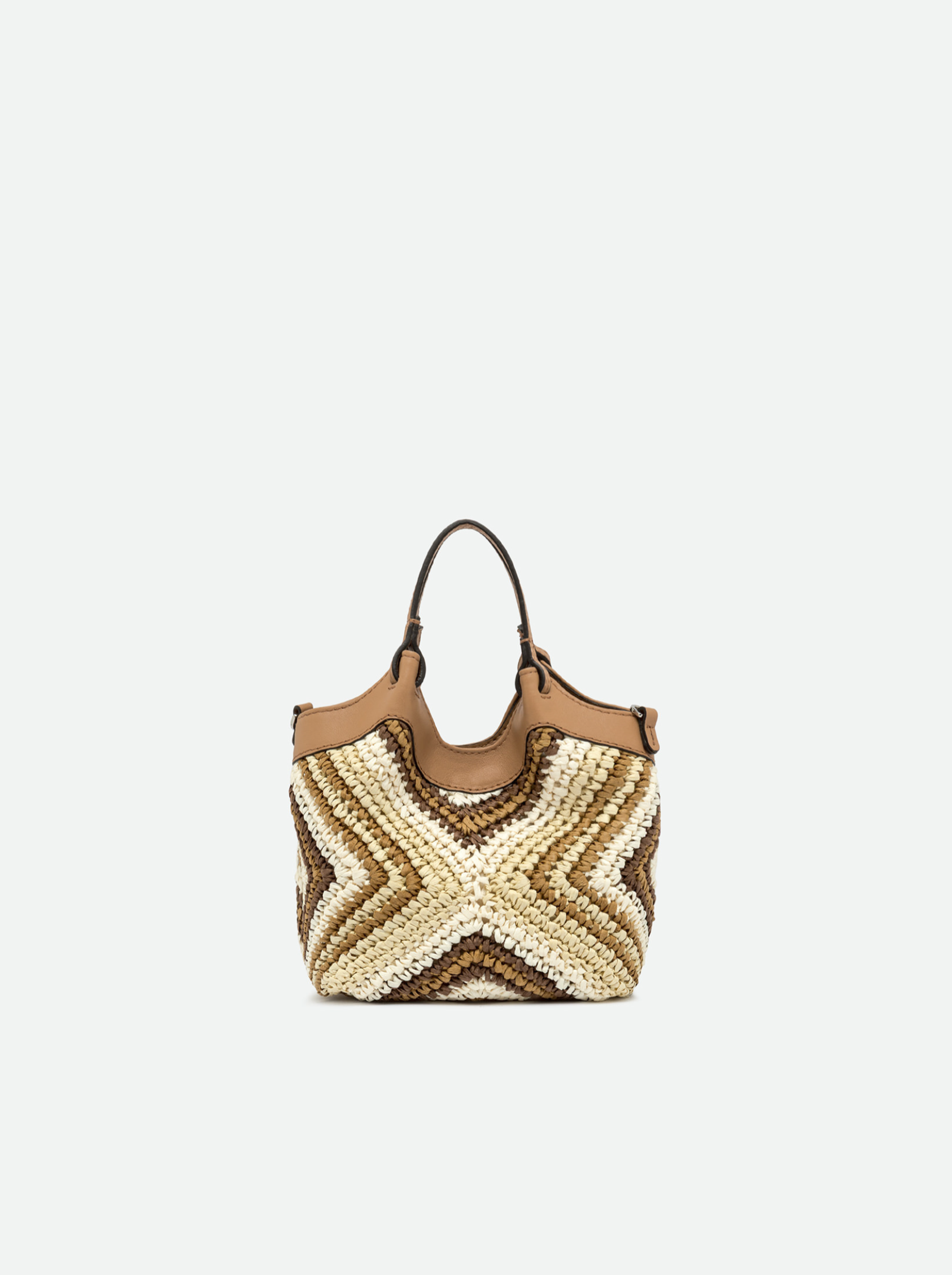 GIANNI CHIARINI DIAMOND RAFFIA SMALL HANDBAG - CUOIO