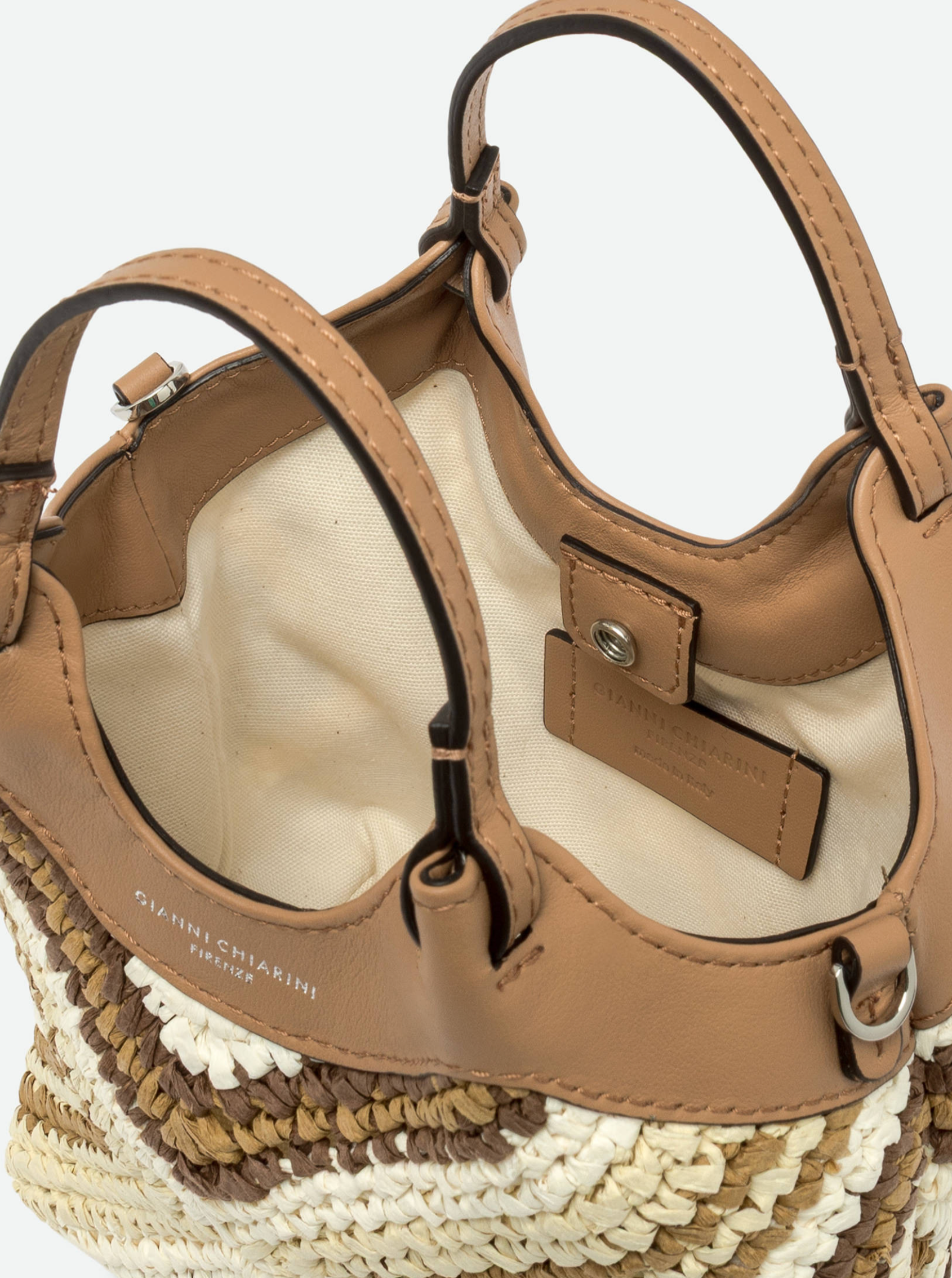 GIANNI CHIARINI DIAMOND RAFFIA SMALL HANDBAG - CUOIO