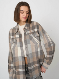 REPEAT WOOL/CASHMERE SHIRT JACKET - MULTICHECK