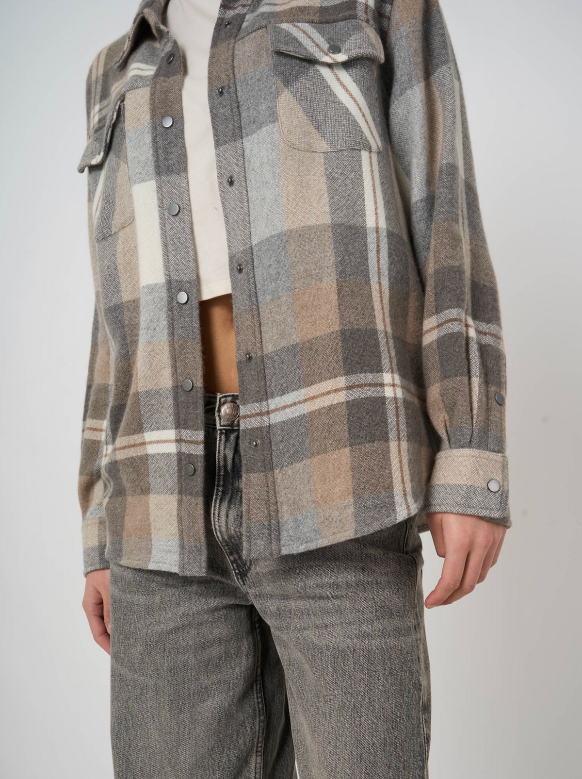 REPEAT WOOL/CASHMERE SHIRT JACKET - MULTICHECK