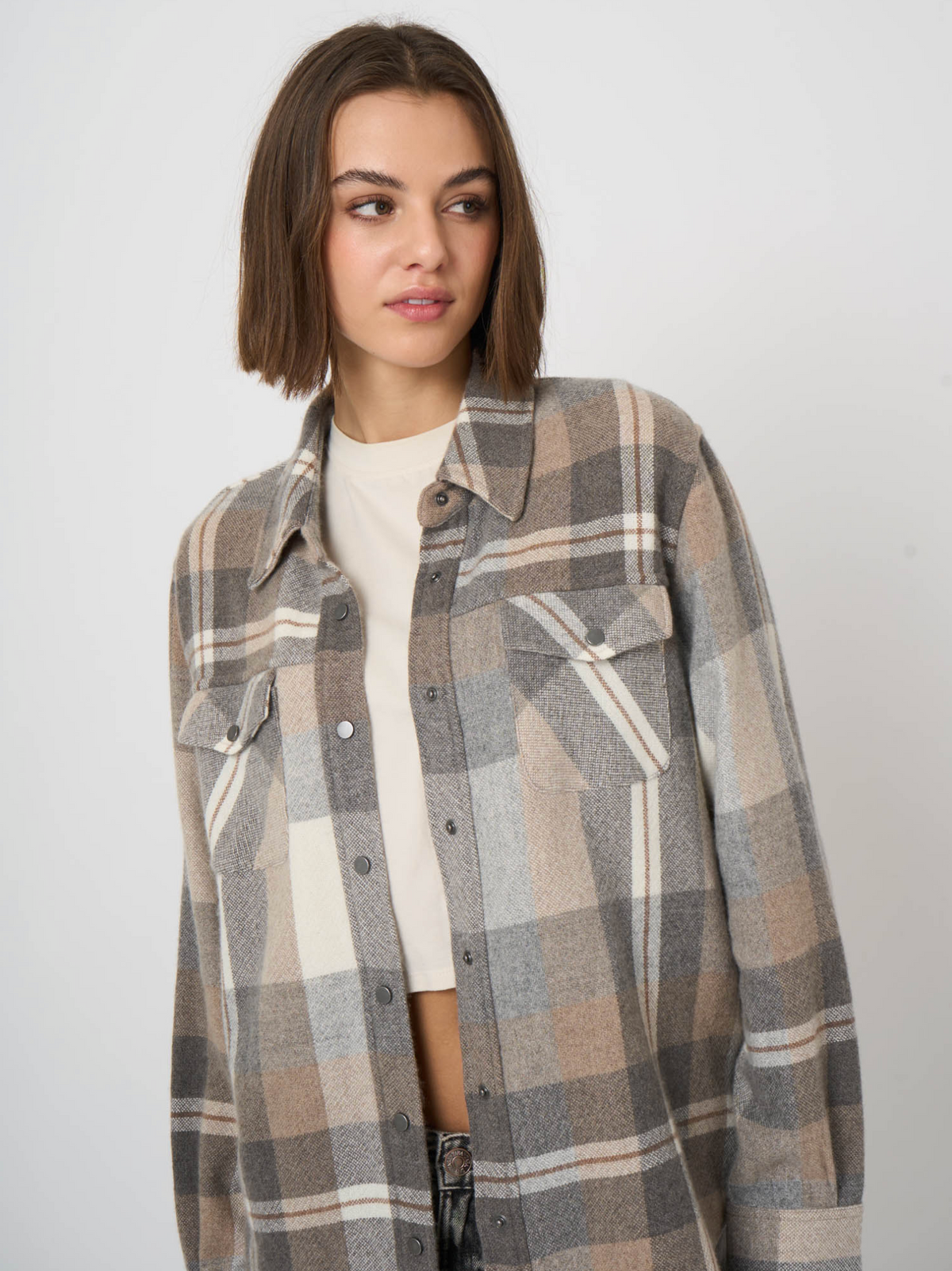 REPEAT WOOL/CASHMERE SHIRT JACKET - MULTICHECK