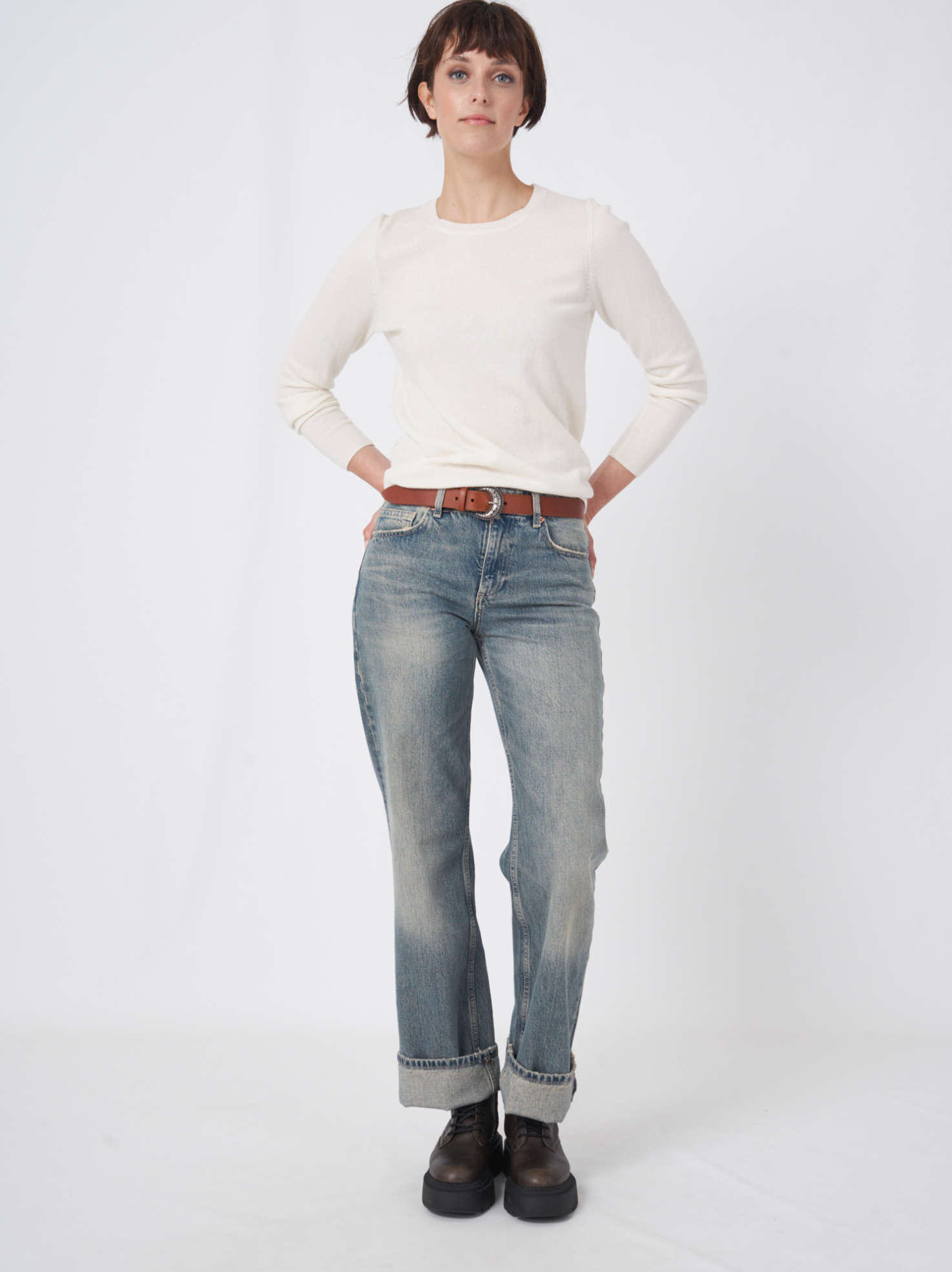 REPEAT CASHMERE PULLOVER - CREAM