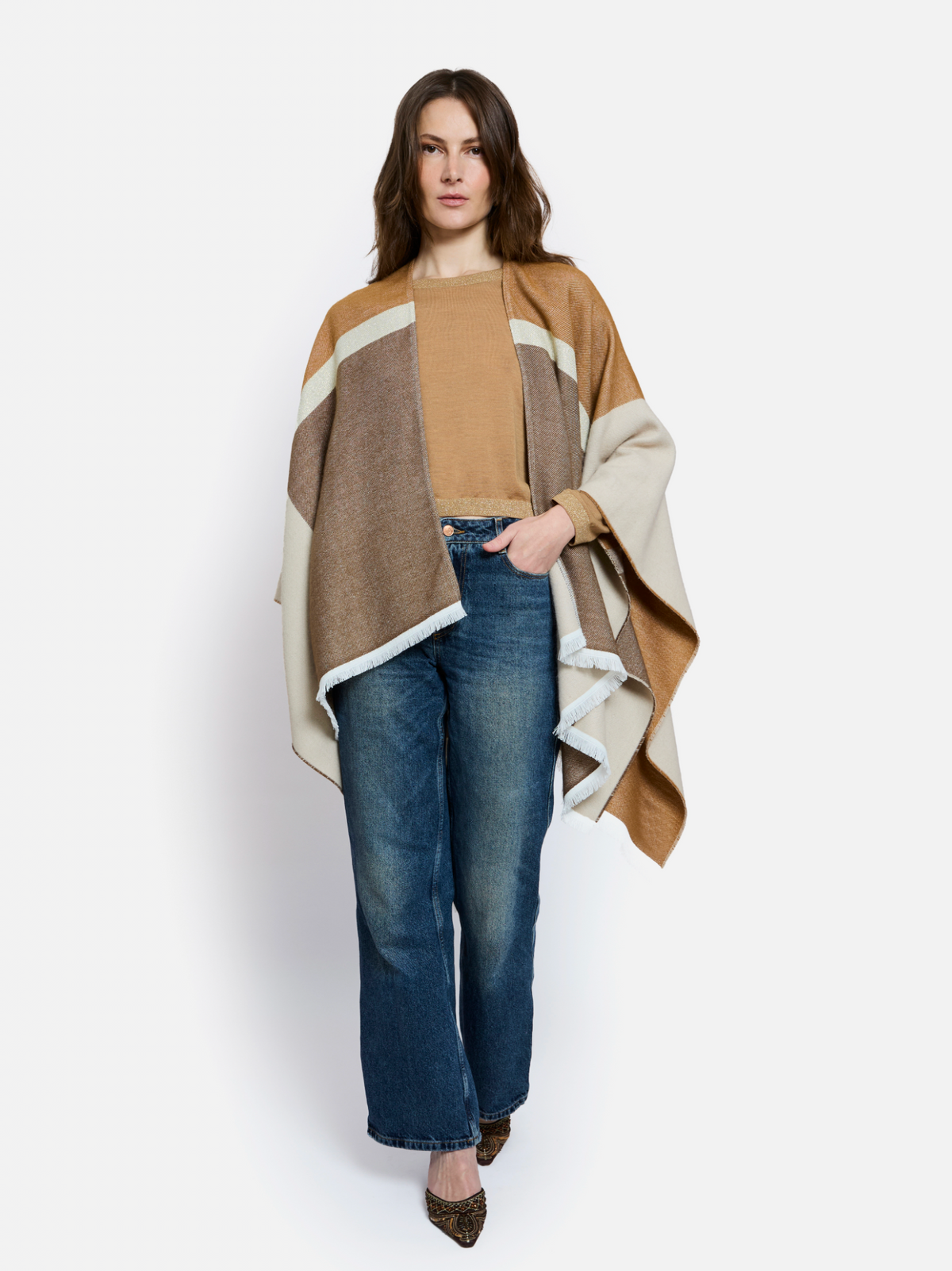 MAISON LUREX CAPE - CHESTNUT & BROWN