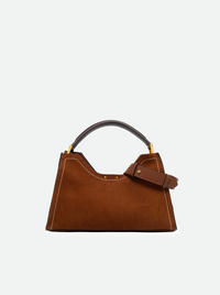 GIANNI CHIARINI AURORA SUEDE HANDBAG - COGNAC