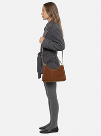GIANNI CHIARINI AURORA SUEDE HANDBAG - COGNAC