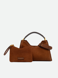 GIANNI CHIARINI AURORA SUEDE HANDBAG - COGNAC
