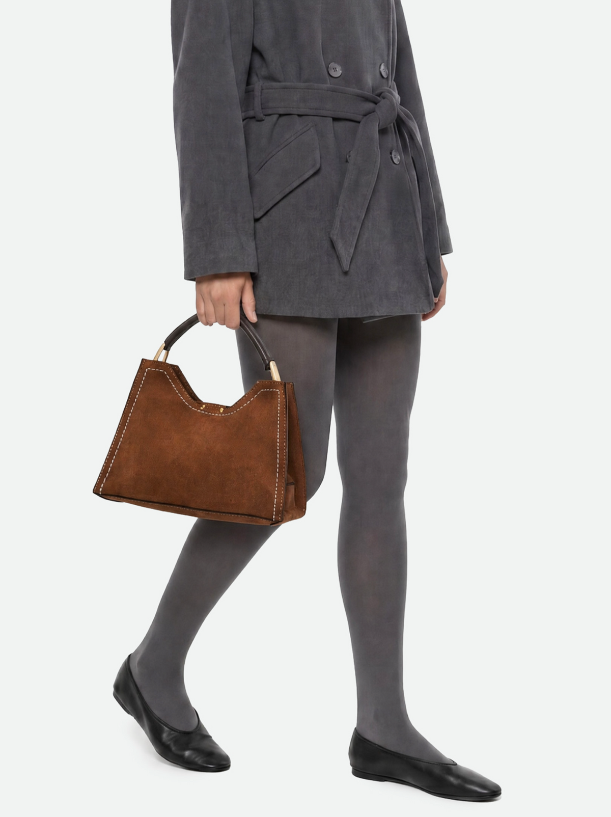 GIANNI CHIARINI AURORA SUEDE HANDBAG - COGNAC