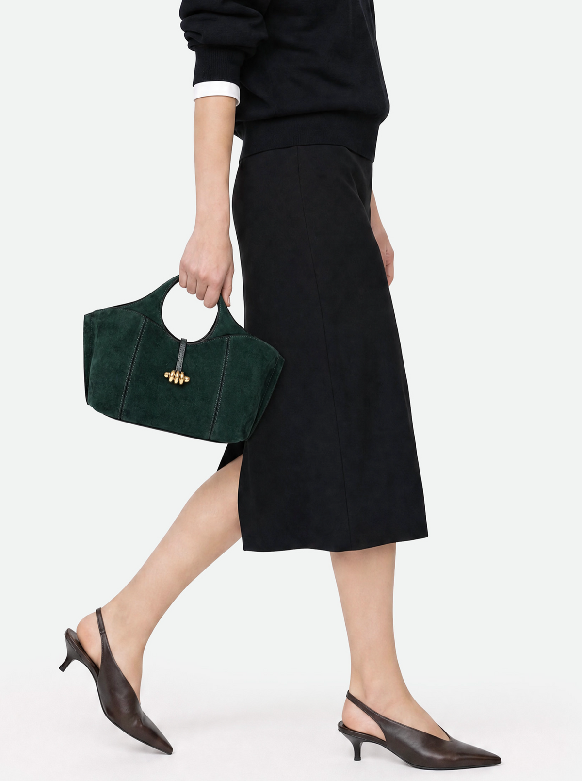 GIANNI CHIARINI INFINITY SUEDE HANDBAG - VELVET GREEN