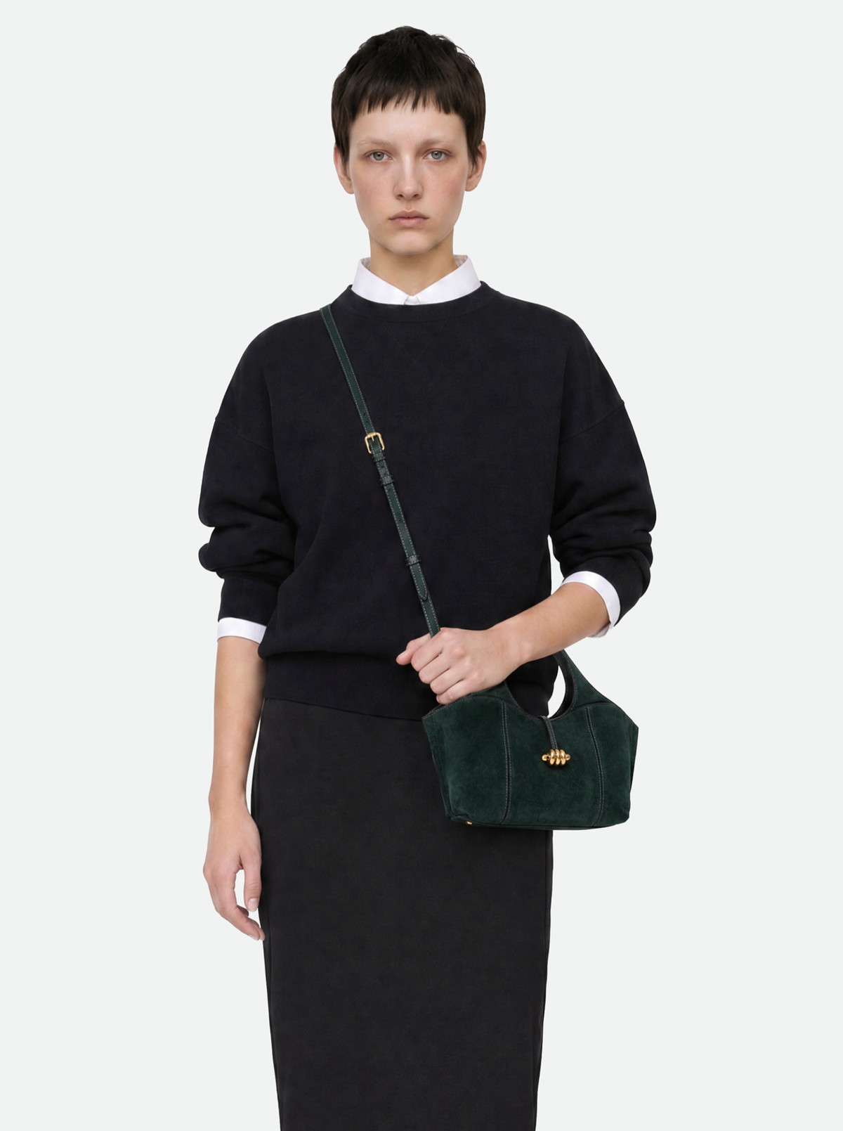 GIANNI CHIARINI INFINITY SUEDE HANDBAG - VELVET GREEN