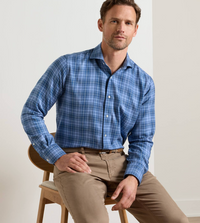 PETER MILLAR GRESSAN ITALIAN FLANNEL SPORT SHIRT - WINDY BLUE