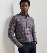 PETER MILLAR CUNEO ITALIAN FLANNEL SPORT SHIRT - ARGENTO