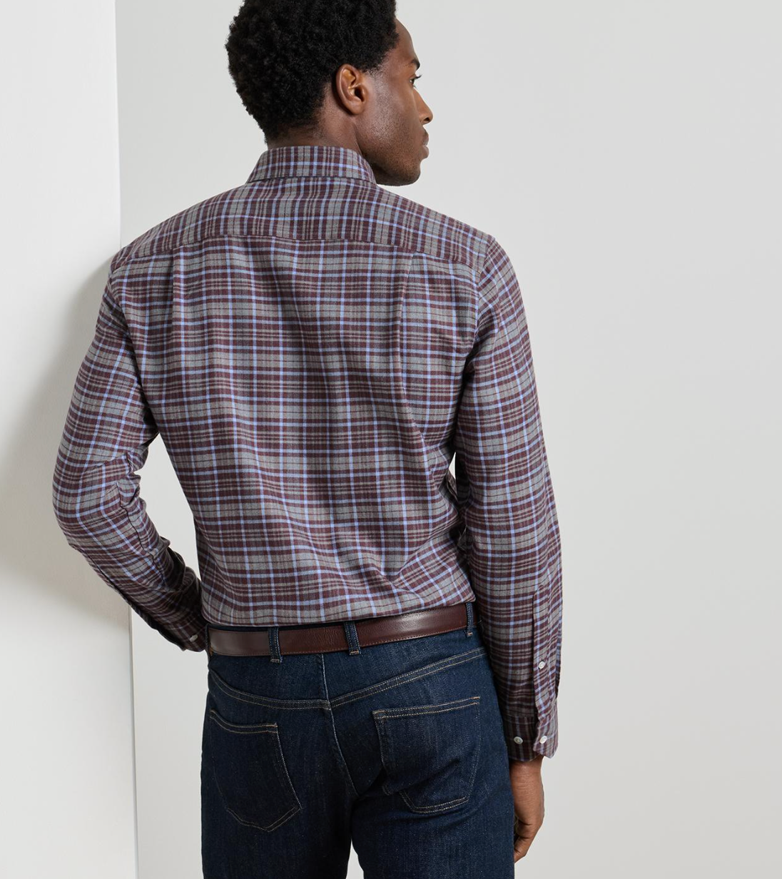 PETER MILLAR CUNEO ITALIAN FLANNEL SPORT SHIRT - ARGENTO
