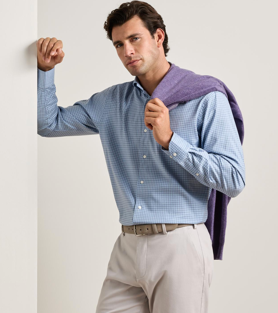 PETER MILLAR LIAM CROWN SOFT TWILL SPORT SHIRT - BLUE FREESIA
