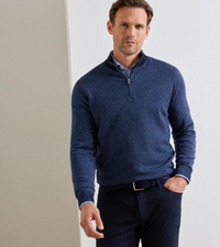 PETER MILLAR ASHLAND QUARTER-ZIP SWEATER - MIDNIGHT NAVY