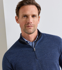 PETER MILLAR ASHLAND QUARTER-ZIP SWEATER - MIDNIGHT NAVY