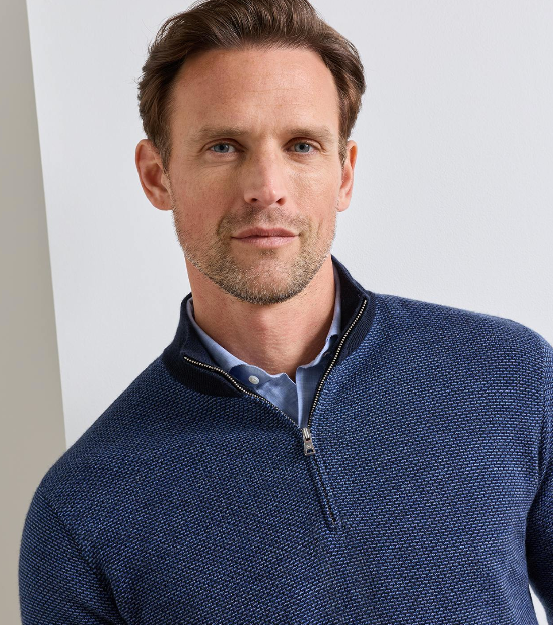 PETER MILLAR ASHLAND QUARTER-ZIP SWEATER - MIDNIGHT NAVY