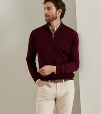 PETER MILLAR AUTUMN CREST QUARTER ZIP SWEATER - BORDEAUX