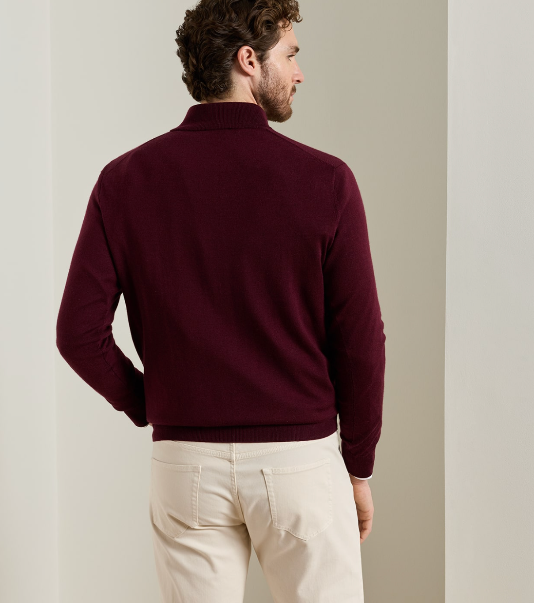 PETER MILLAR AUTUMN CREST QUARTER ZIP SWEATER - BORDEAUX