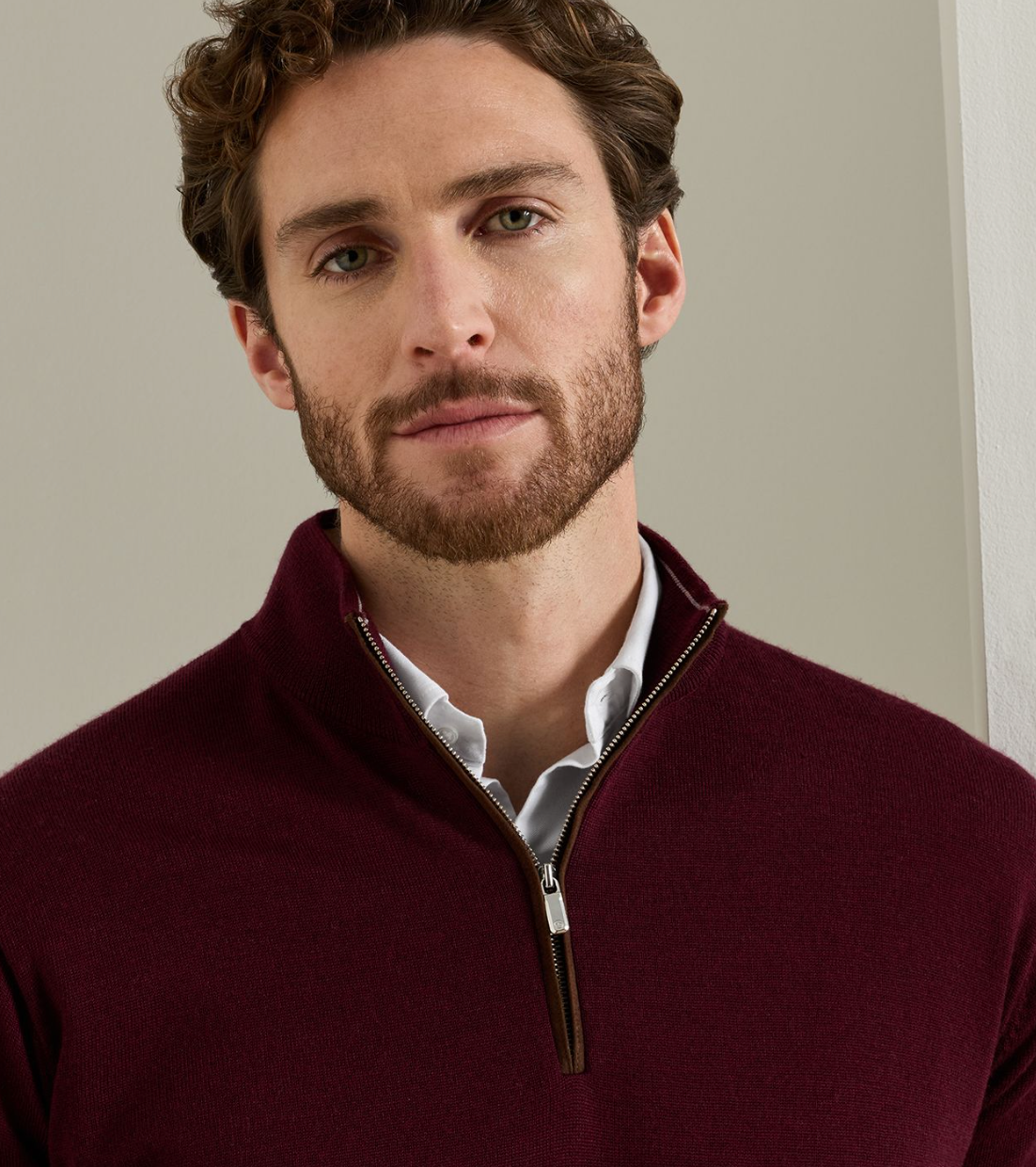 PETER MILLAR AUTUMN CREST QUARTER ZIP SWEATER - BORDEAUX