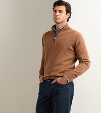 PETER MILLAR AUTUMN CREST QUARTER ZIP SWEATER - DARK AMBER