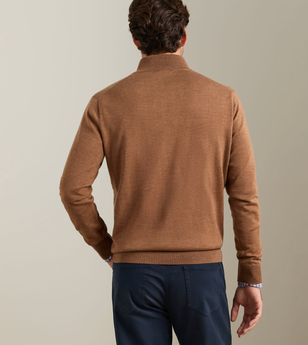 PETER MILLAR AUTUMN CREST QUARTER ZIP SWEATER - DARK AMBER