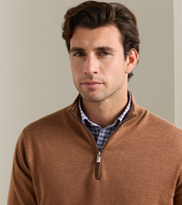 PETER MILLAR AUTUMN CREST QUARTER ZIP SWEATER - DARK AMBER