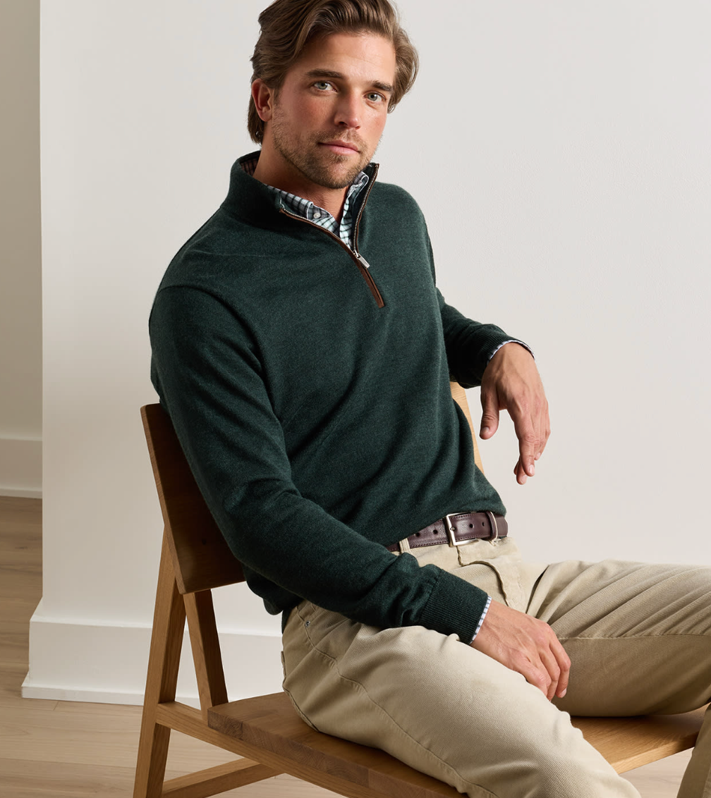 PETER MILLAR AUTUMN CREST QUARTER ZIP SWEATER - PINE BROOK