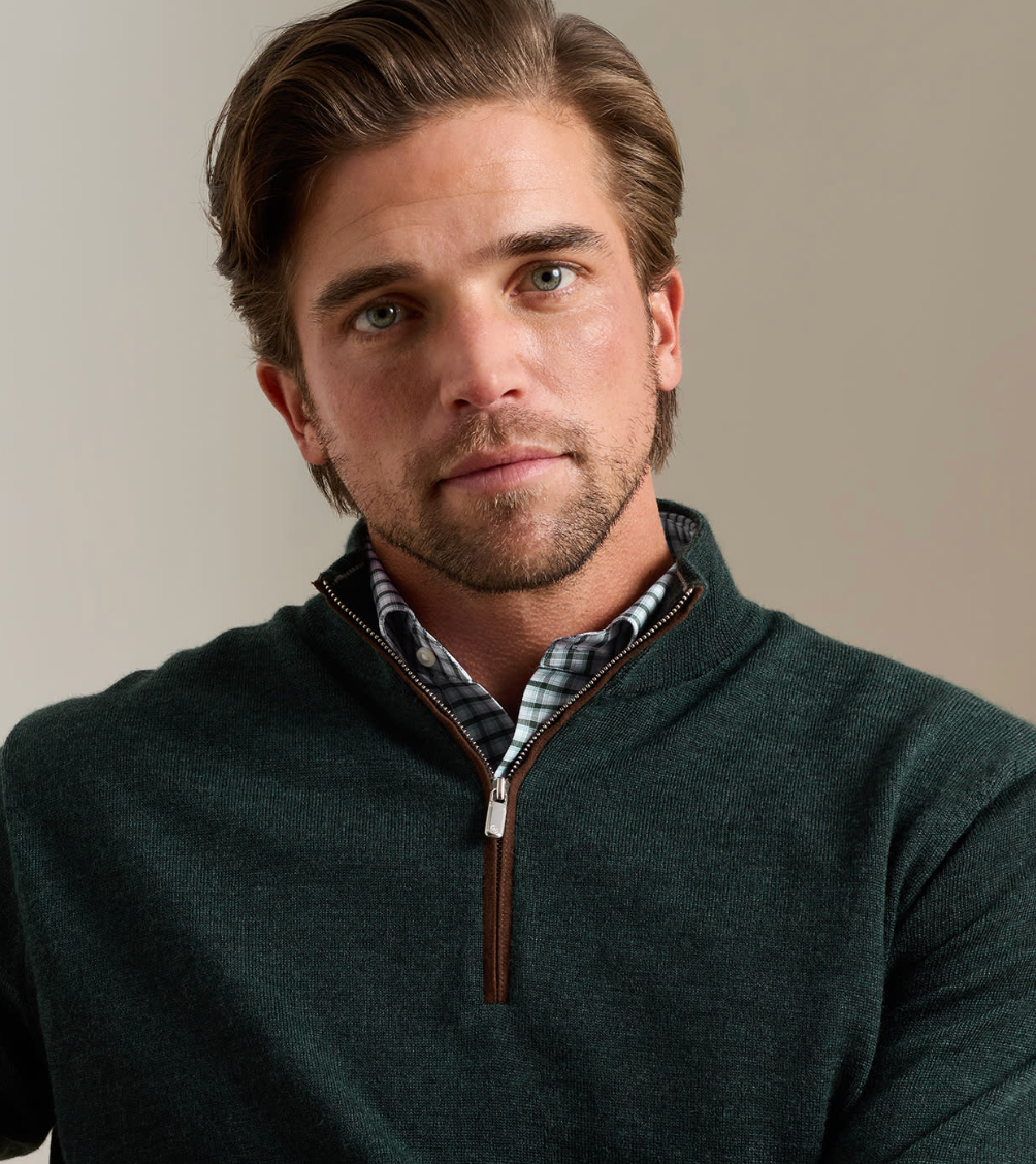 PETER MILLAR AUTUMN CREST QUARTER ZIP SWEATER - PINE BROOK
