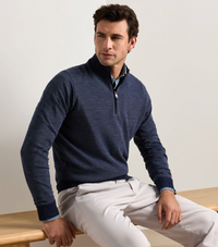 PETER MILLAR BLAIR BIRDSEYE QUARTER-ZIP SWEATER - NAVY
