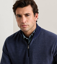 PETER MILLAR BLAIR BIRDSEYE QUARTER-ZIP SWEATER - NAVY