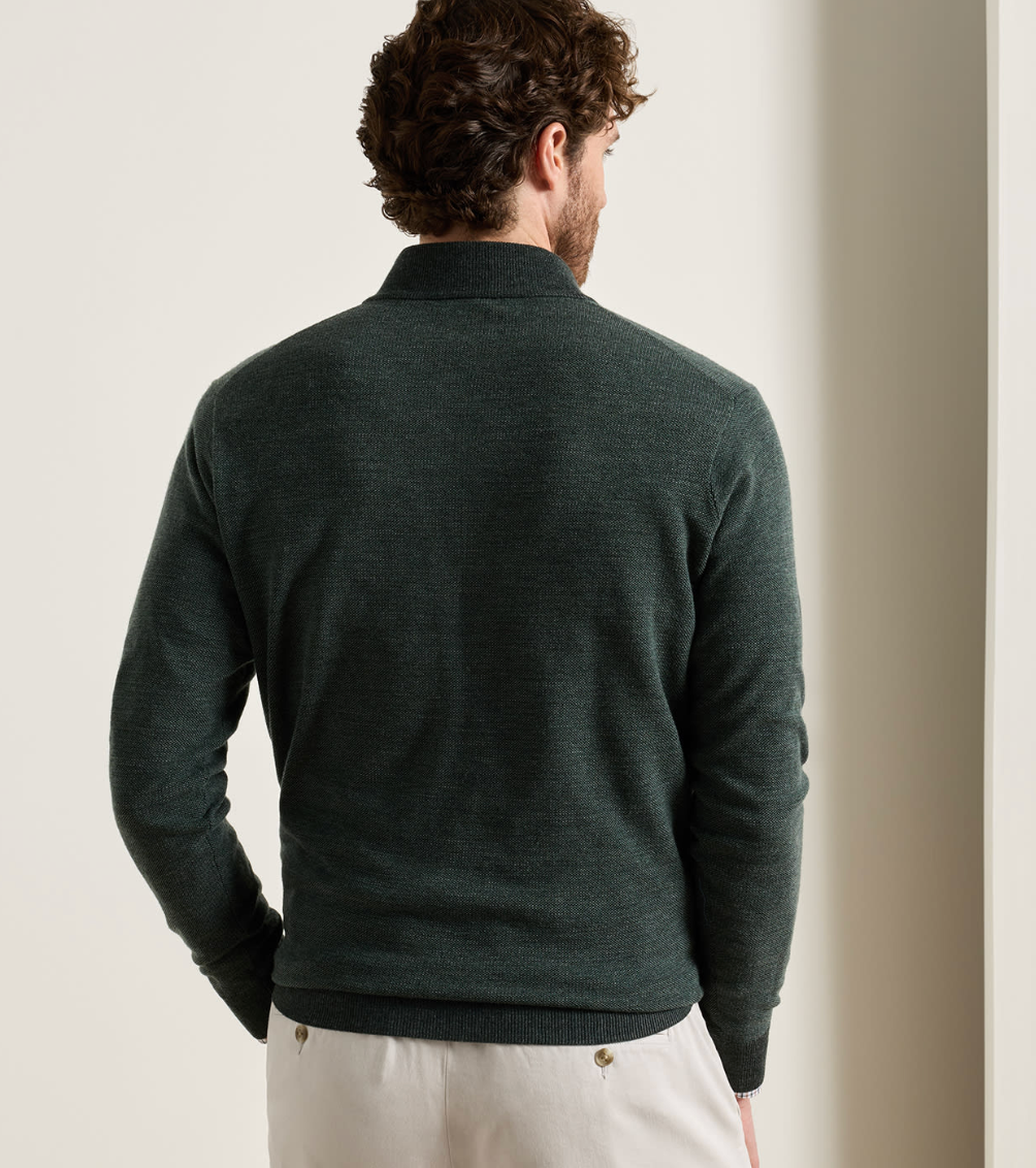PETER MILLAR BLAIR BIRDSEYE QUARTER-ZIP SWEATER - PINE BROOK