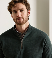 PETER MILLAR BLAIR BIRDSEYE QUARTER-ZIP SWEATER - PINE BROOK