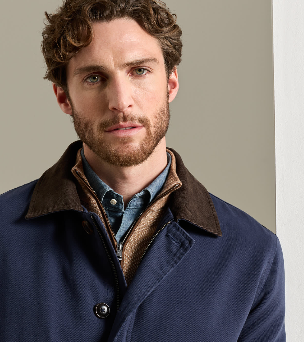 PETER MILLAR CHATHAM COTTON CASHMERE COAT - PROVIDENCE NAVY