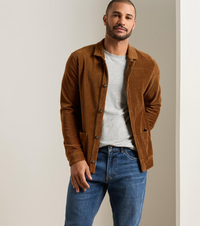 PETER MILLAR CORDUROY KNIT CHORE COAT - DARK AMBER