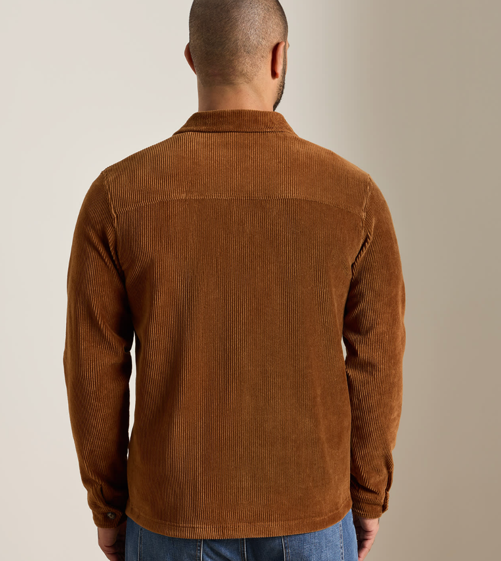 PETER MILLAR CORDUROY KNIT CHORE COAT - DARK AMBER