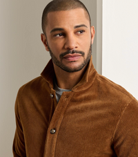 PETER MILLAR CORDUROY KNIT CHORE COAT - DARK AMBER