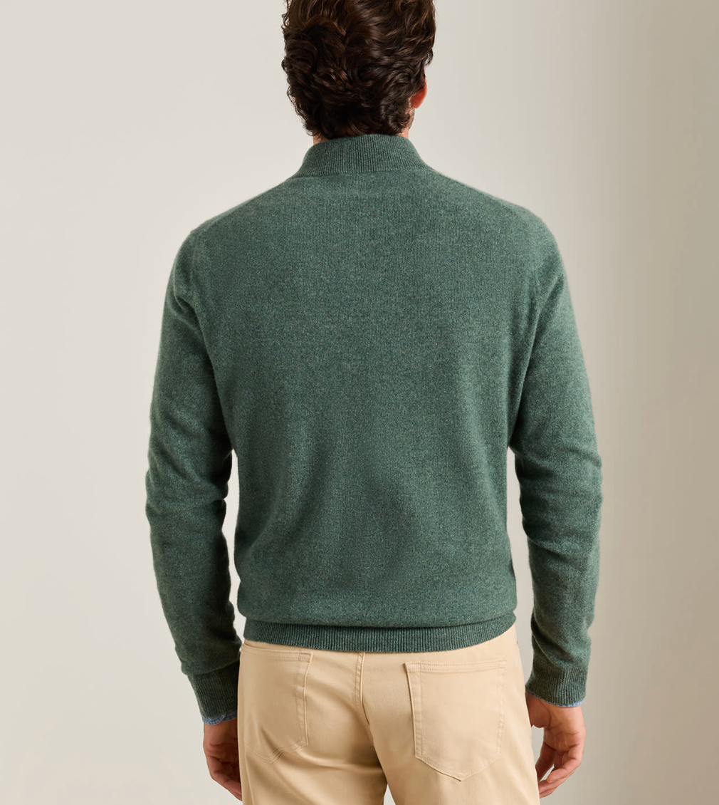 PETER MILLAR CROWN ANNIVERSARY CASHMERE QUARTER ZIP SWEATER - IVY