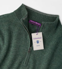PETER MILLAR CROWN ANNIVERSARY CASHMERE QUARTER ZIP SWEATER - IVY