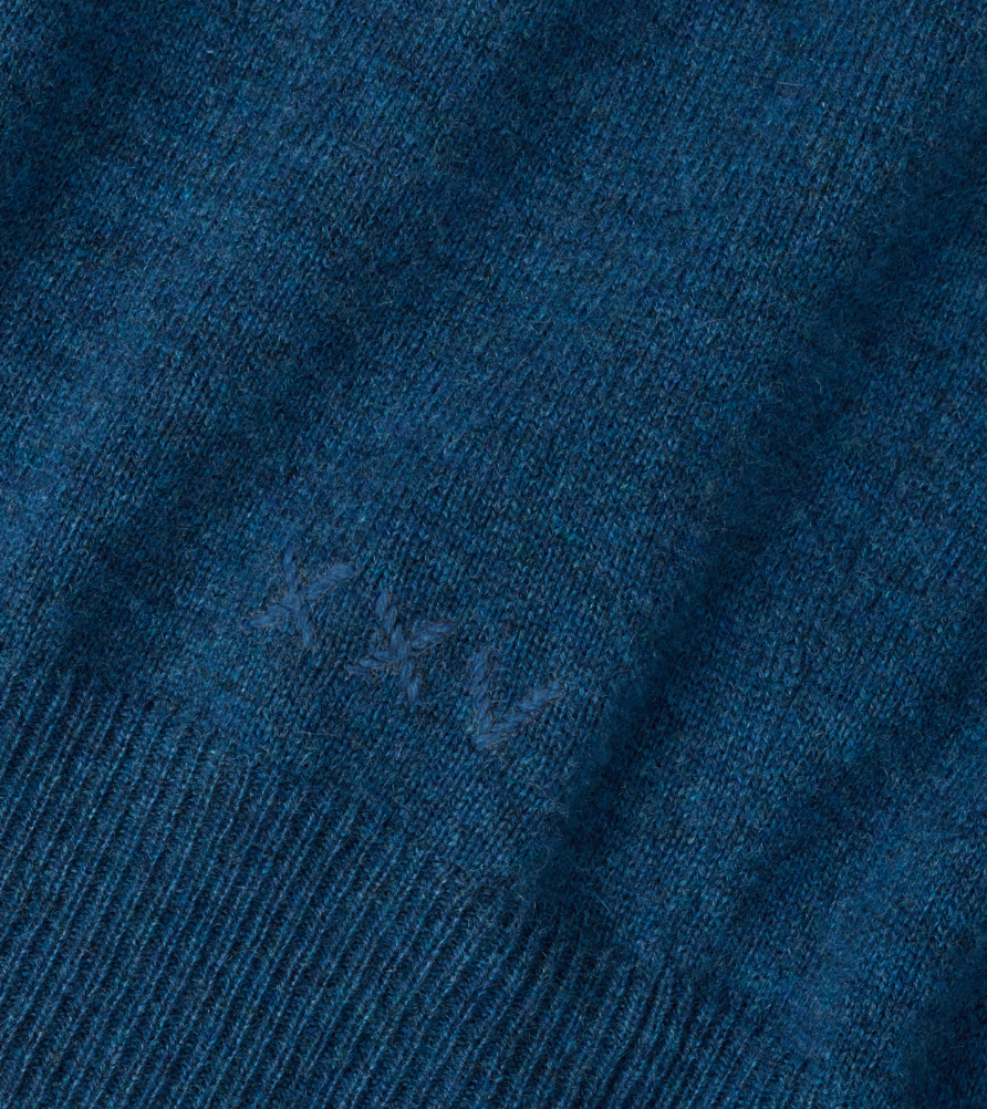 PETER MILLAR CROWN ANNIVERSARY CASHMERE QUARTER ZIP SWEATER - OCEAN BLUE