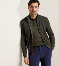 PETER MILLAR EXCURSIONIST FLEX FULL ZIP SWEATER - DARK OLIVE