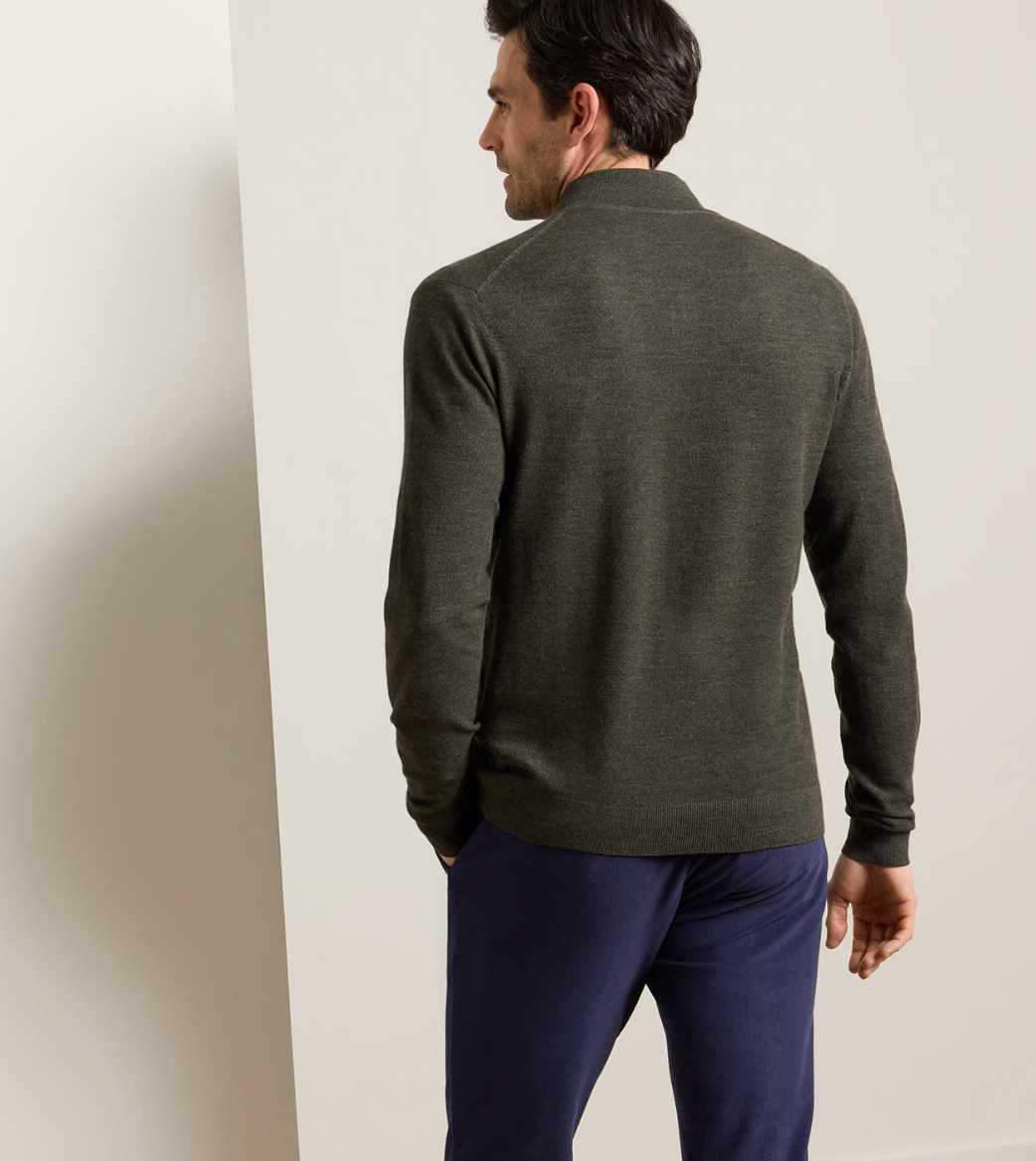 PETER MILLAR EXCURSIONIST FLEX FULL ZIP SWEATER - DARK OLIVE